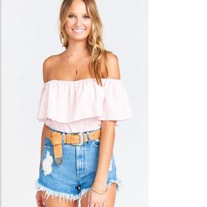 Show Me Your Mumu Brit Brit Top in Strawberry Shortcake Gingham Gauze